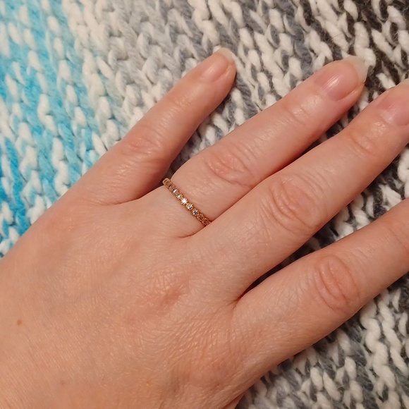 Aquamarine Eternity Ring Band 💙 18k Rose Gold ((( GORGEOUS ))) - Picture 3 of 7